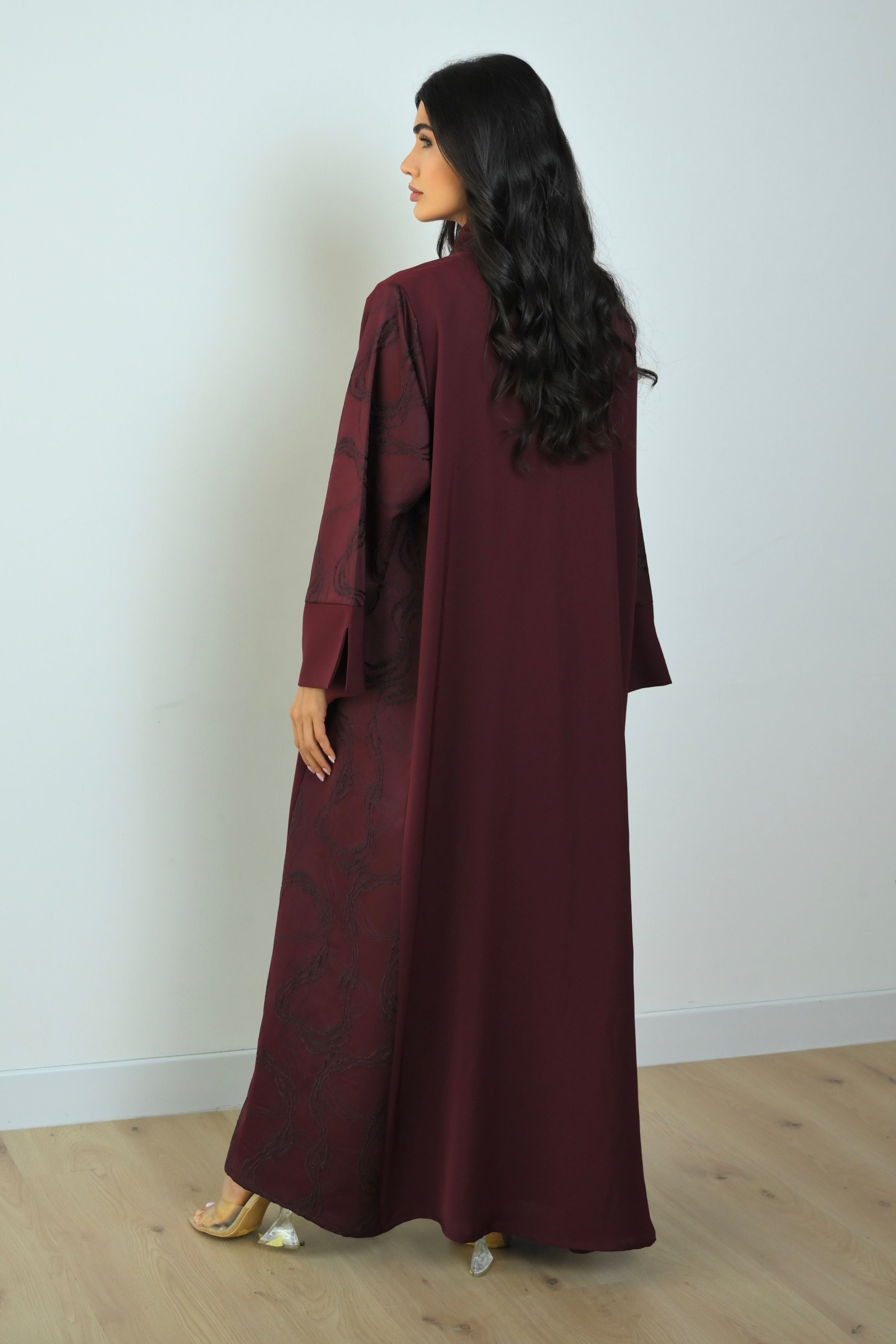 Basic Nada Panel (Maroon Abaya) - BasicAbaya