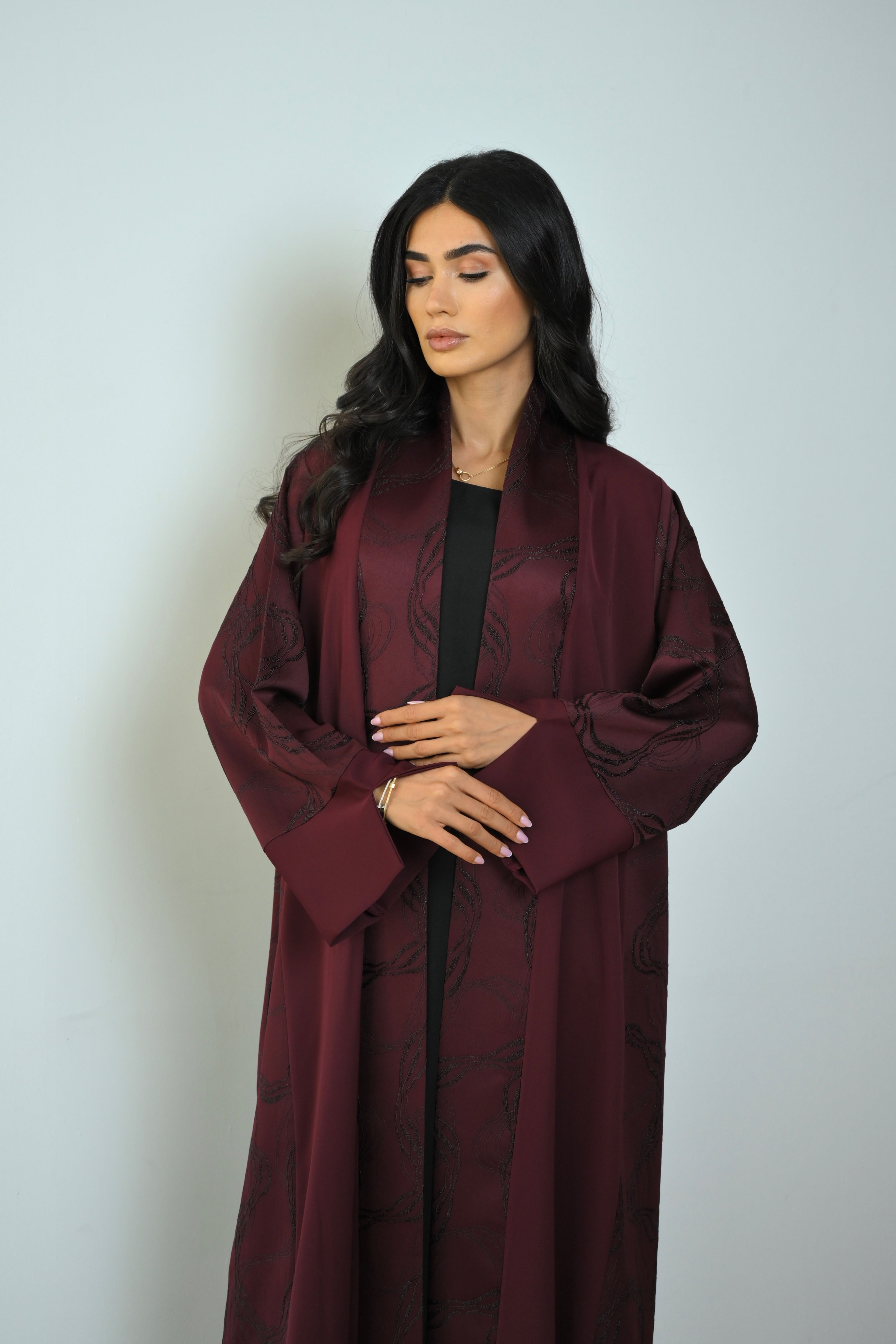 Basic Nada Panel (Maroon Abaya) - BasicAbaya
