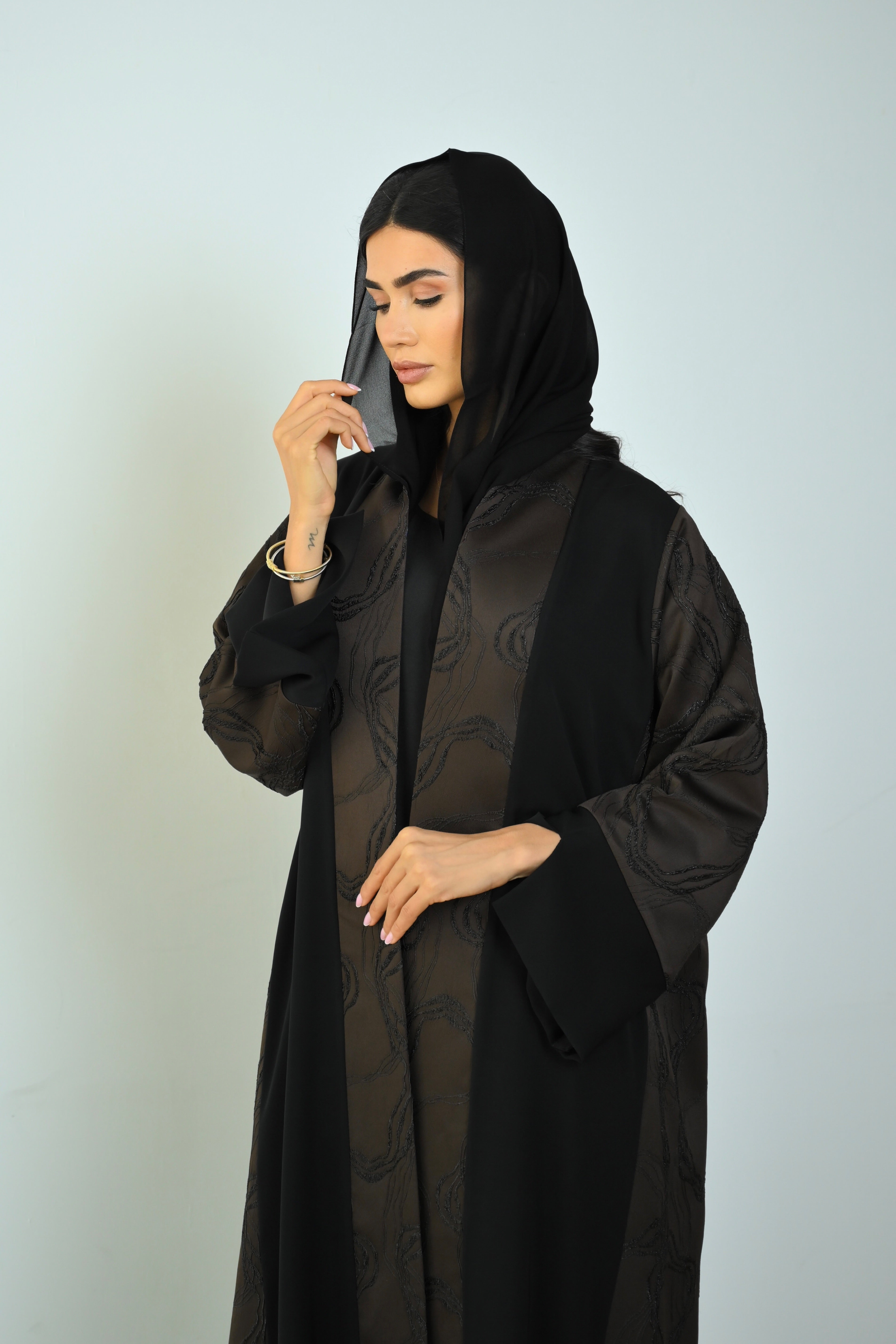 Basic Nada Panel (Black & Brown Abaya) - BasicAbaya