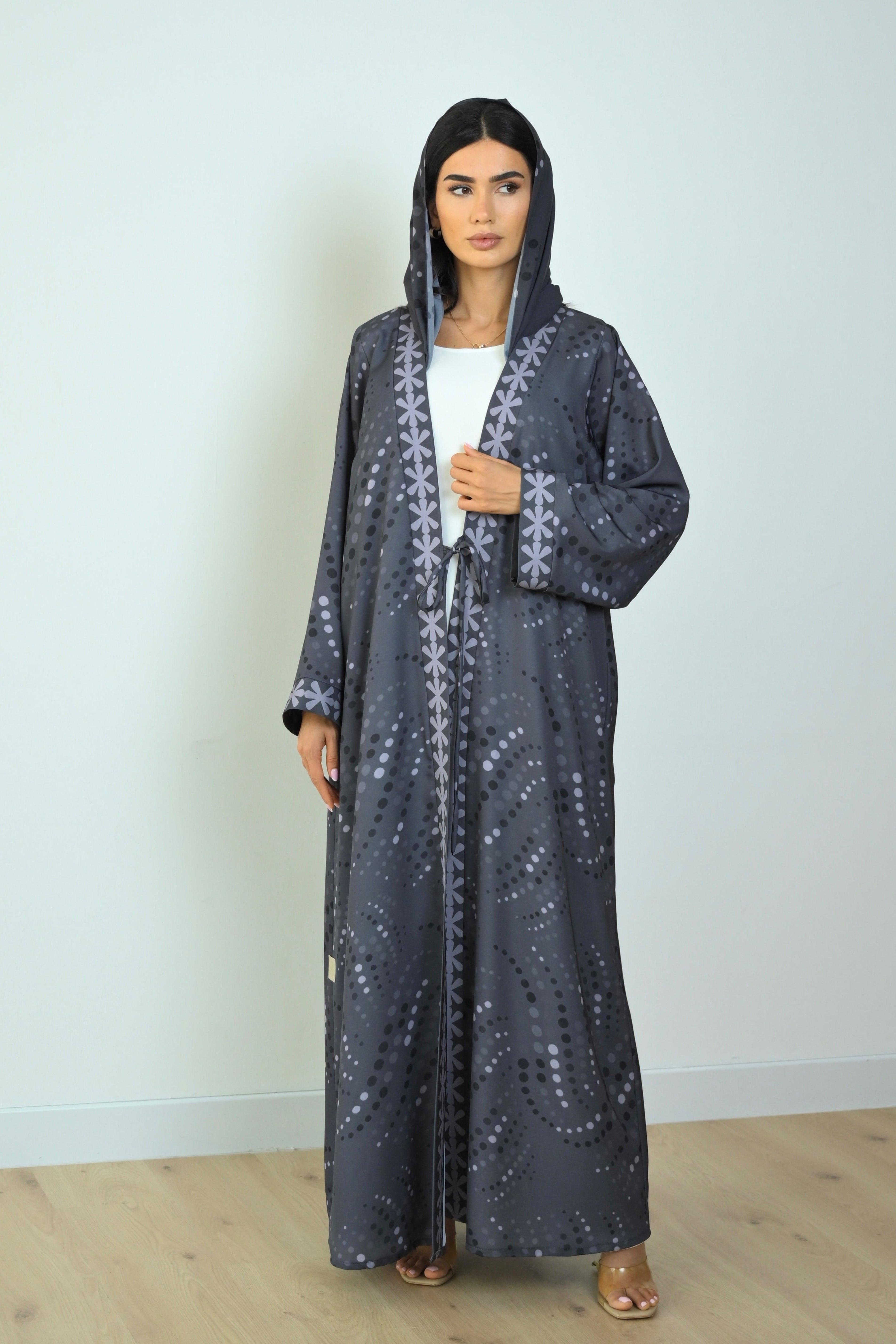 Basic Printed Polka (Grey Abaya)