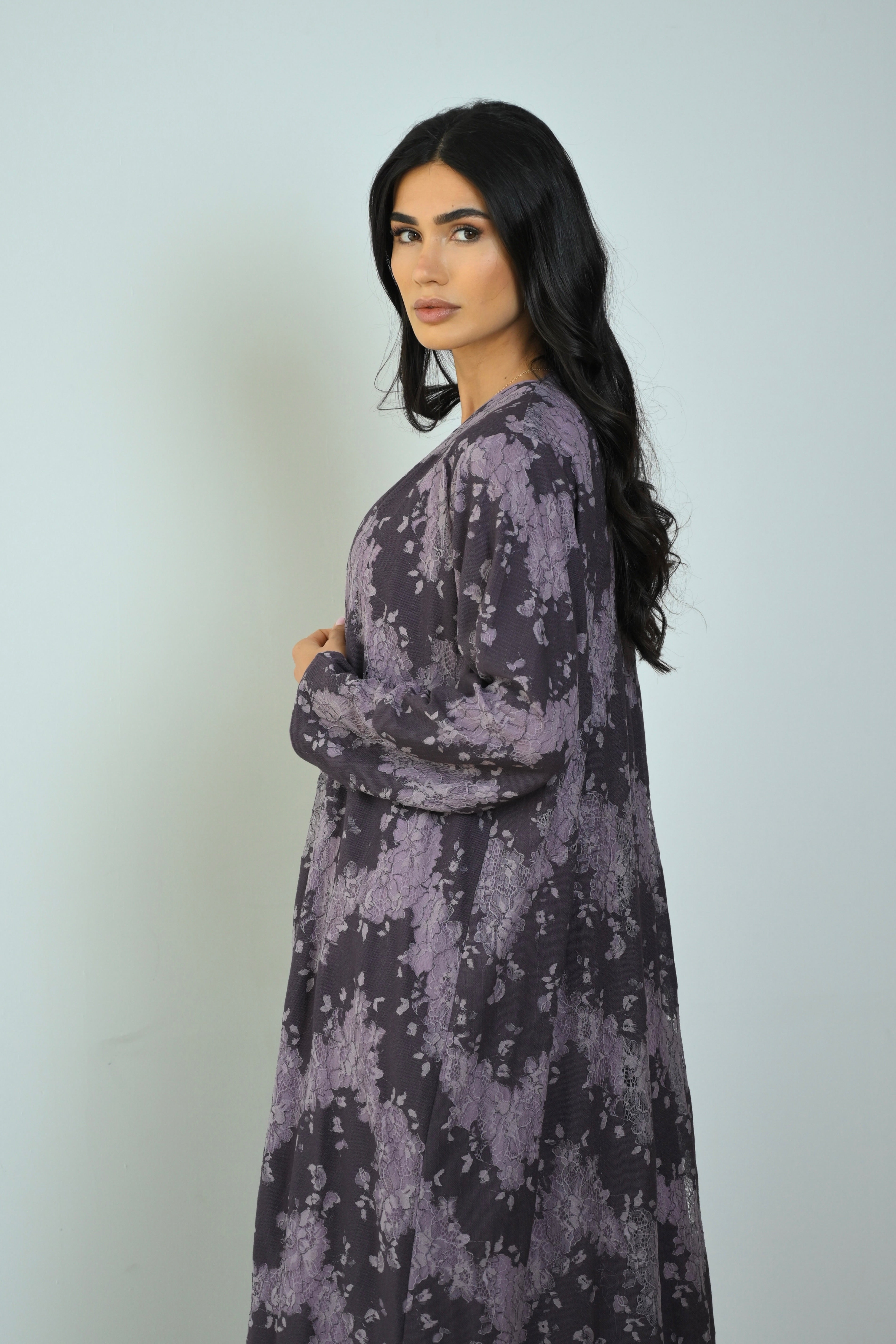 Basic Linen Dantel (Purple Abaya) - BasicAbaya
