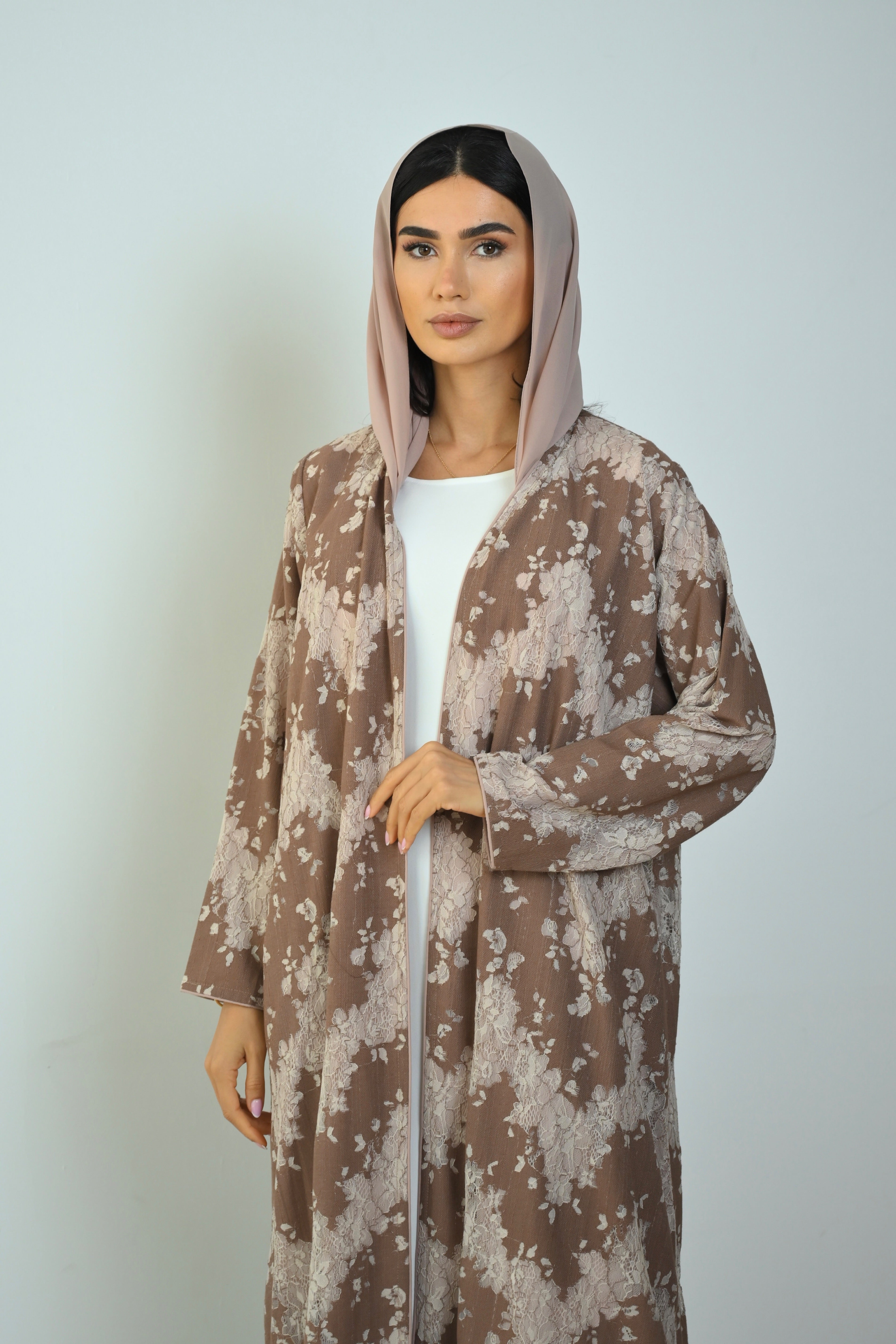 Basic Linen Dantel (Light Brown Abaya) - BasicAbaya