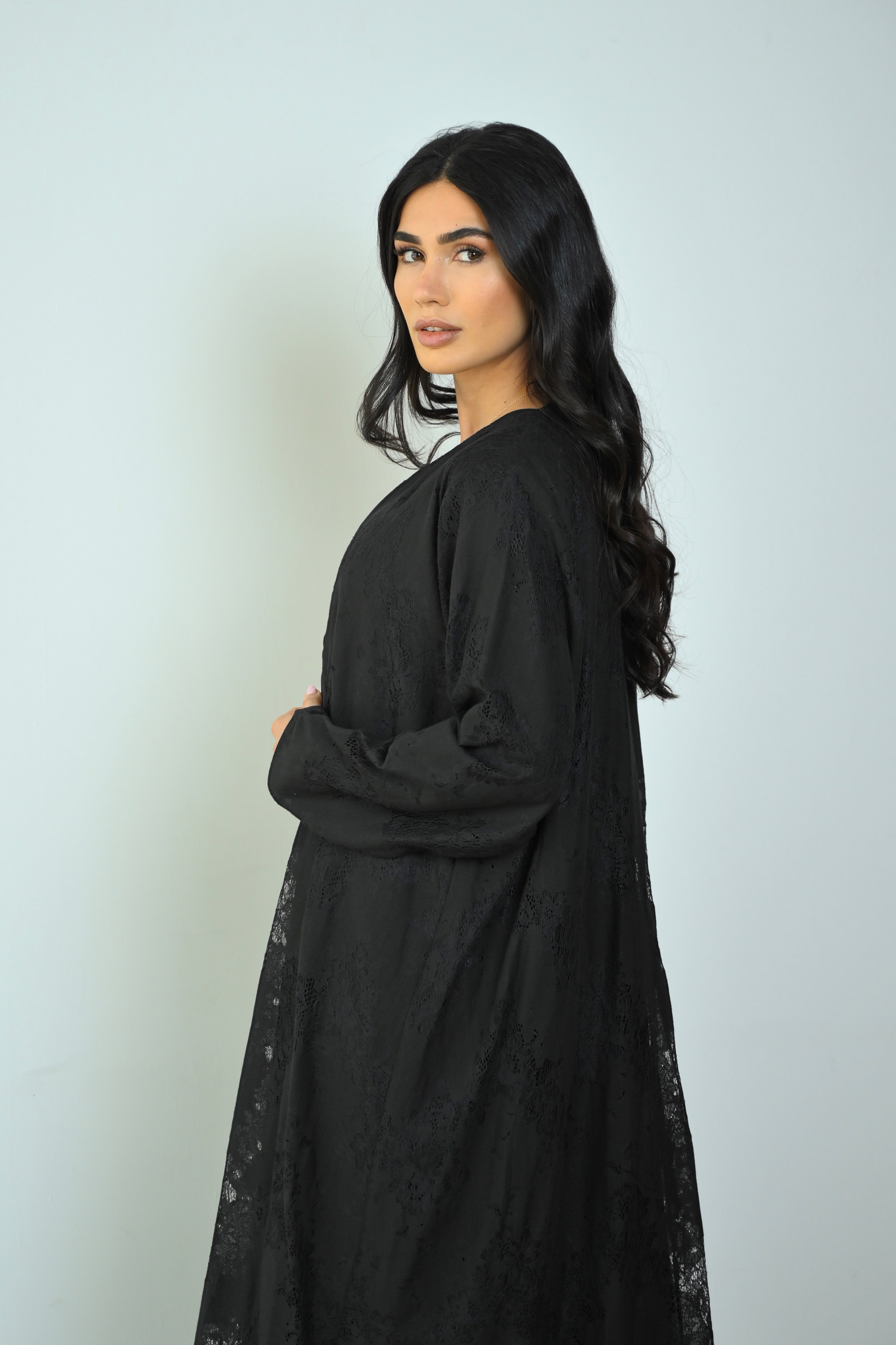 Basic Linen Dantel (Black Abaya) - BasicAbaya