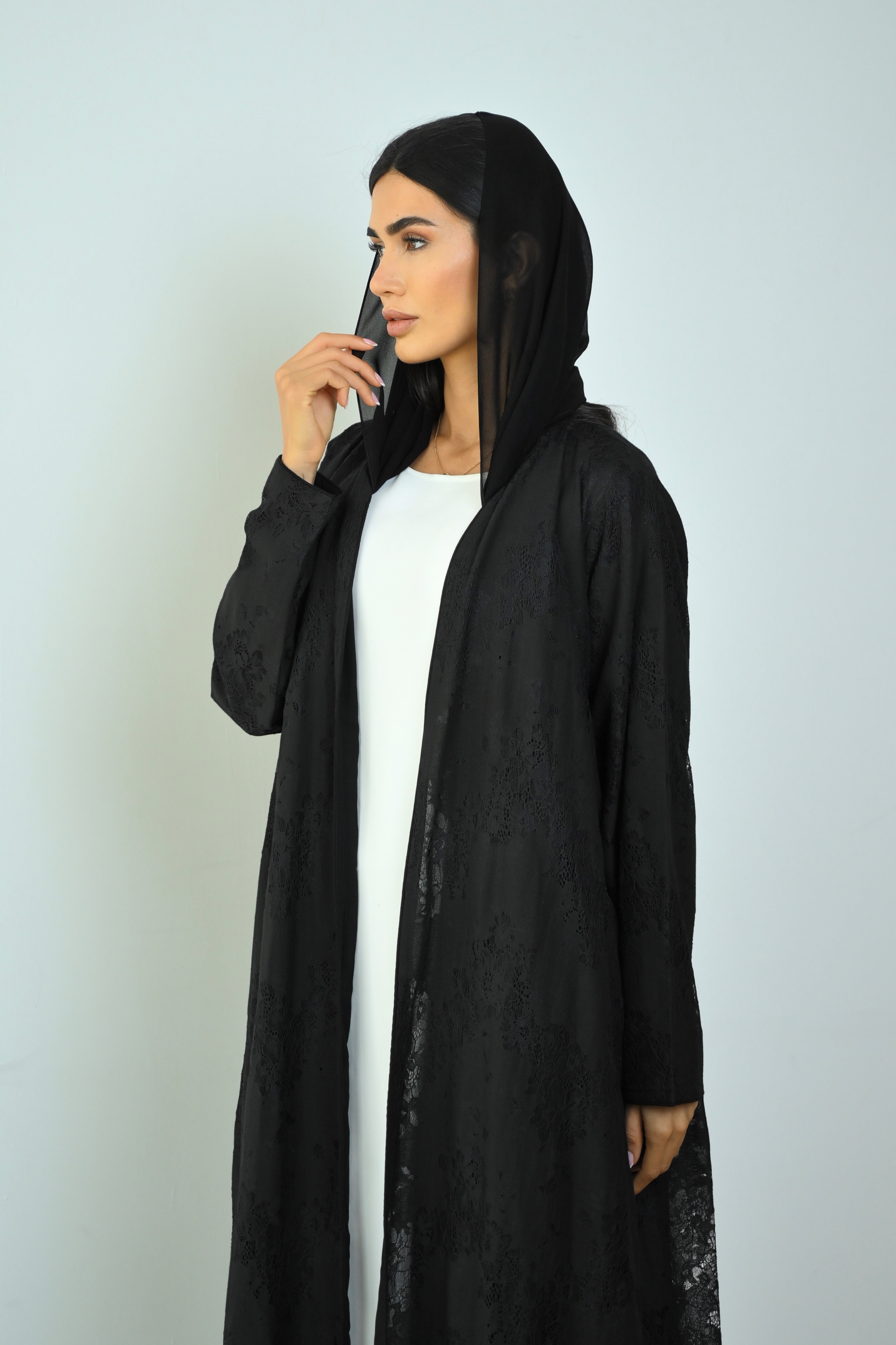 Basic Linen Dantel (Black Abaya) - BasicAbaya