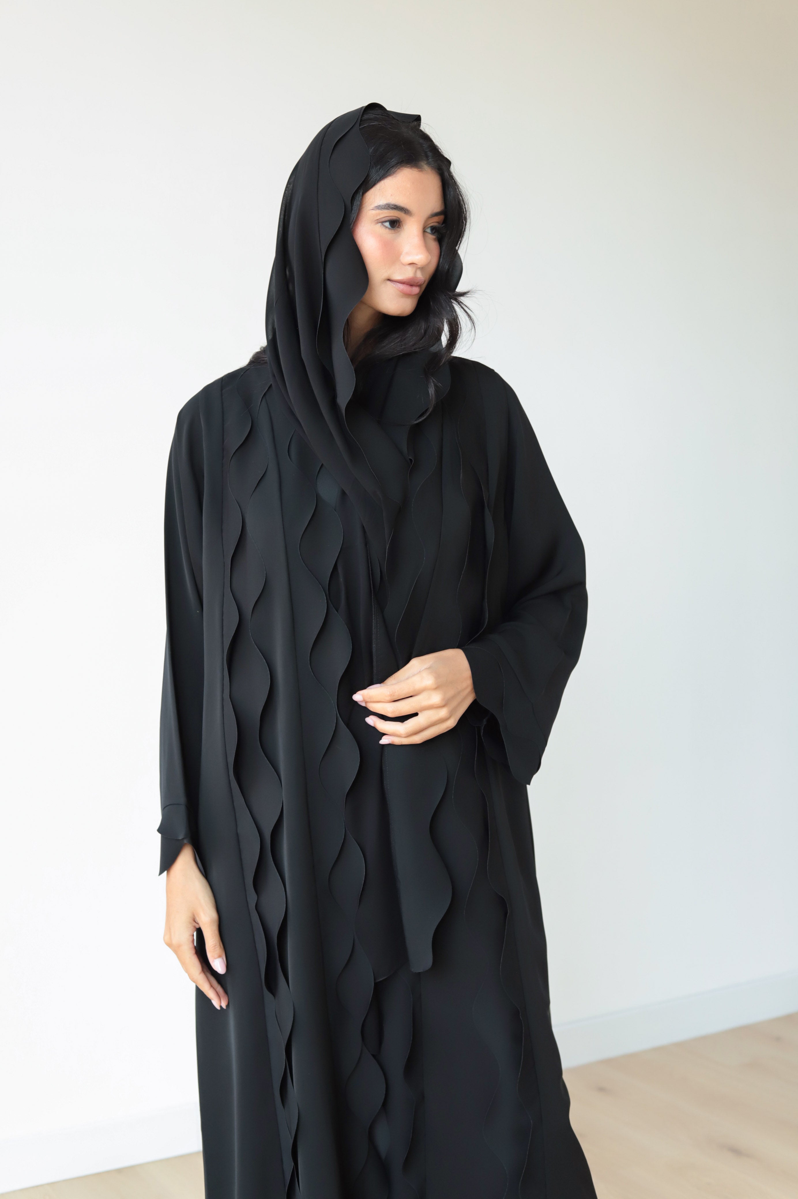 Basic Waves (Black Abaya) - BasicAbaya