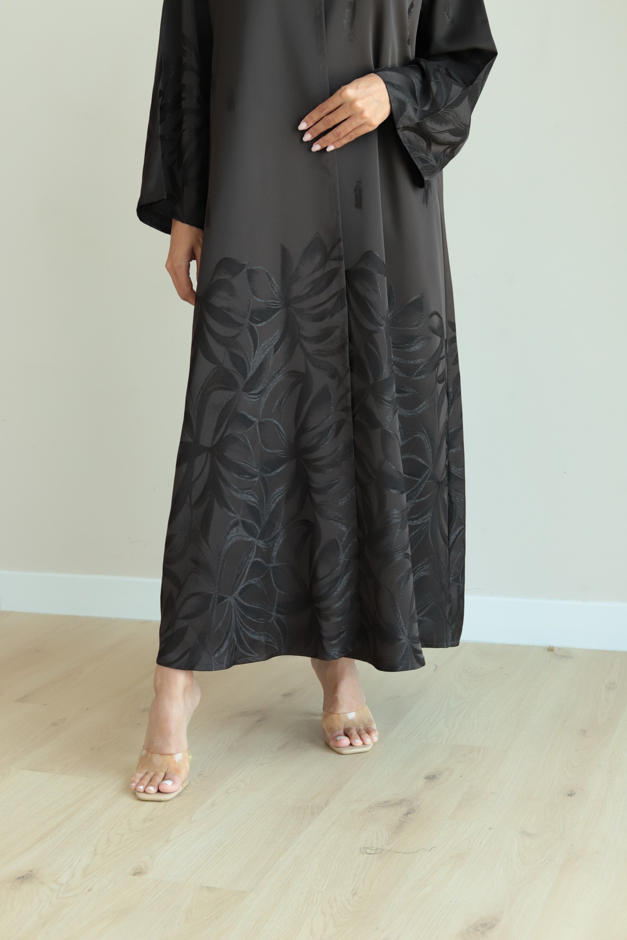 Basic Silky Flower (Brown Abaya )