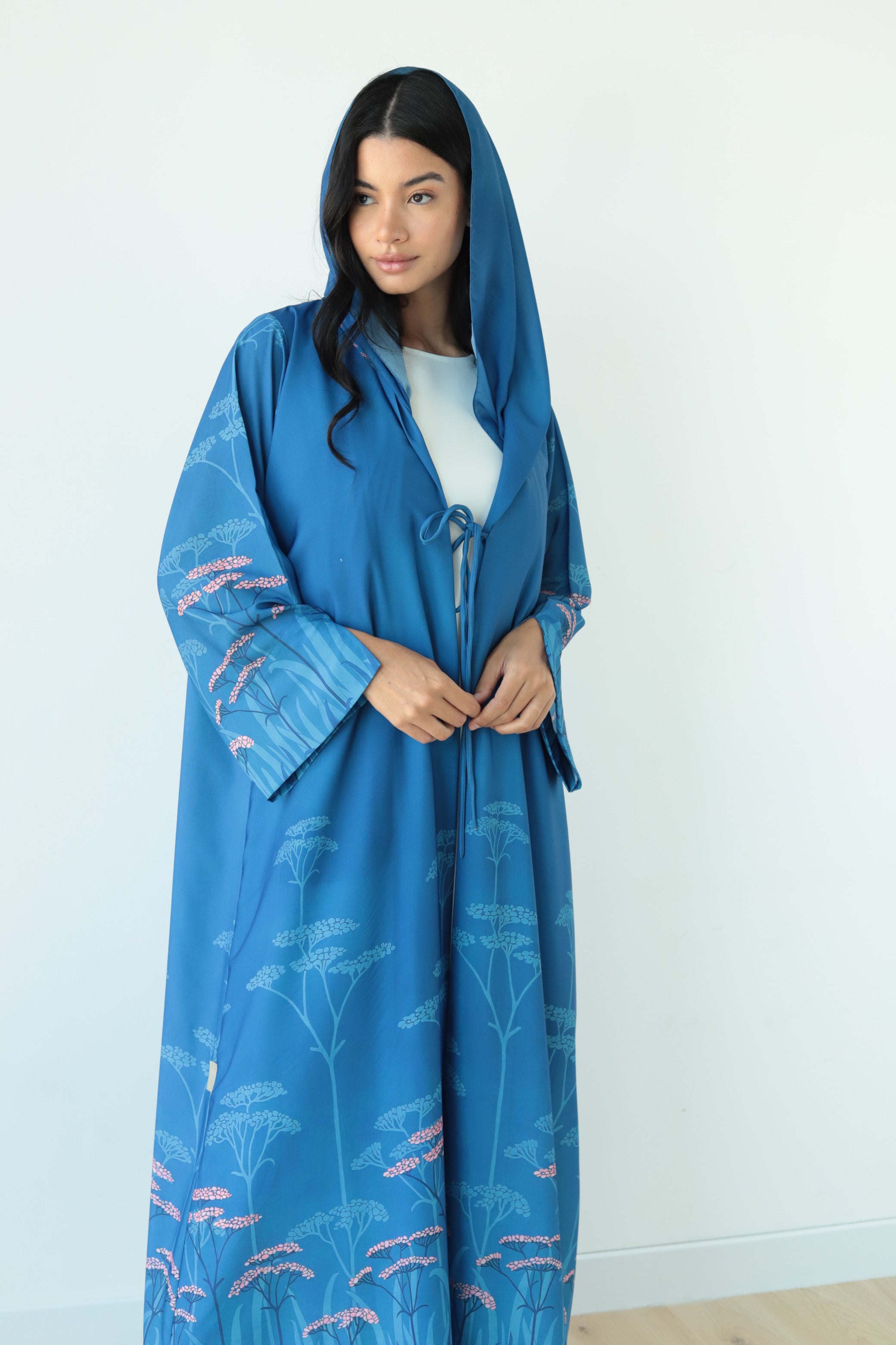 Basic Flowers - Blue Abaya