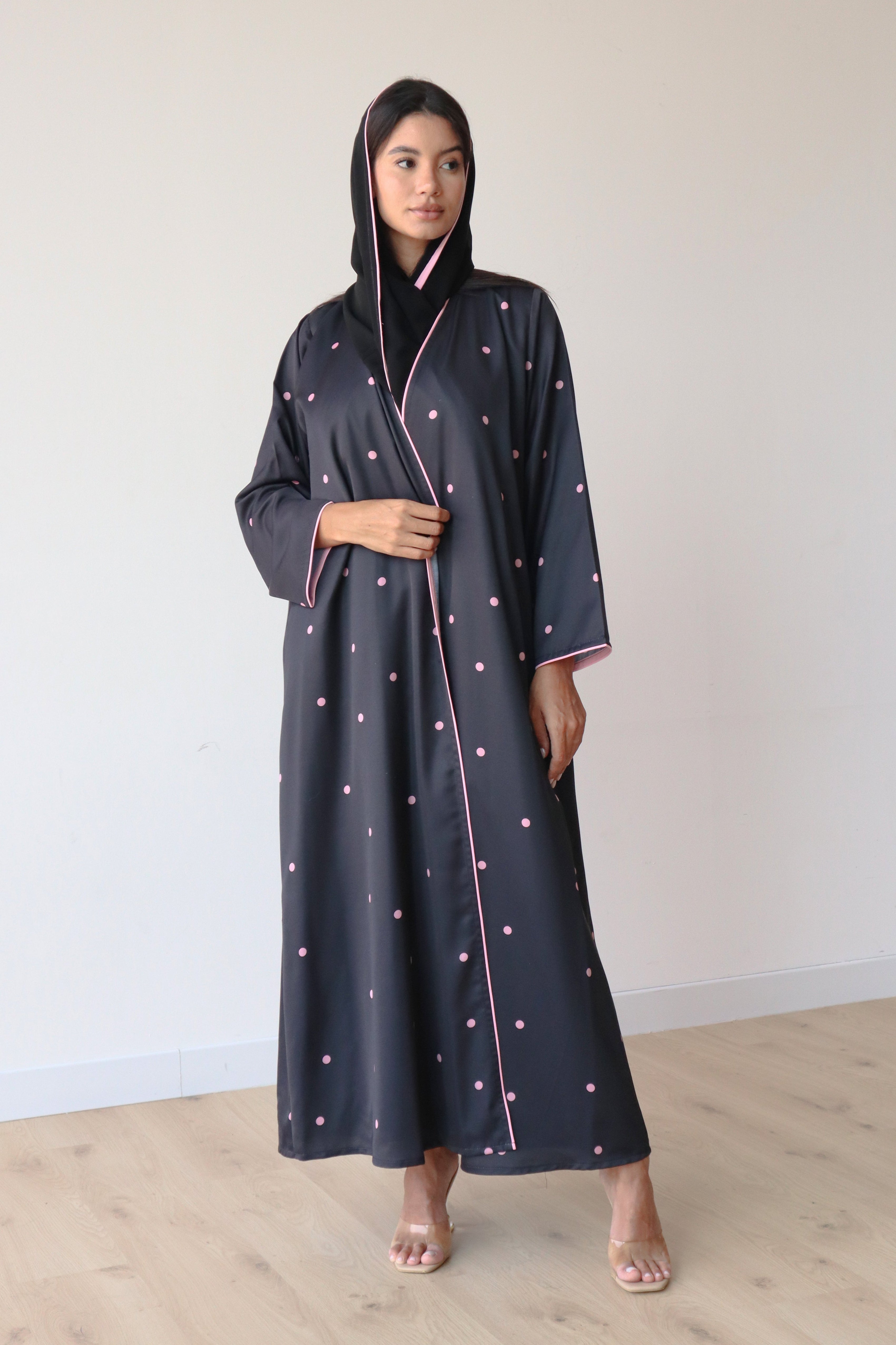 Basic Polka Dot (Black and Pink Abaya)