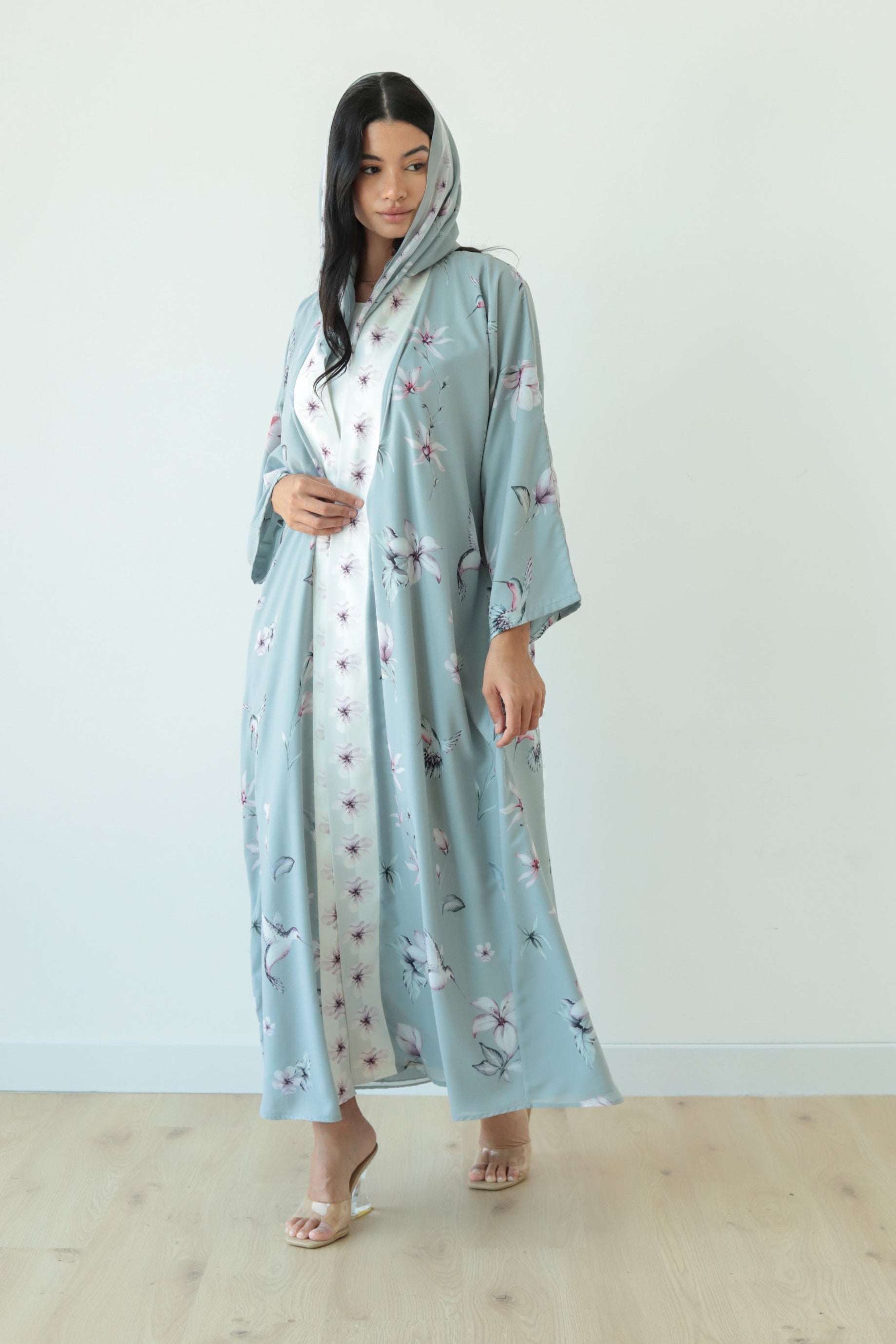 Basic Print Nature (Light Green Abaya)