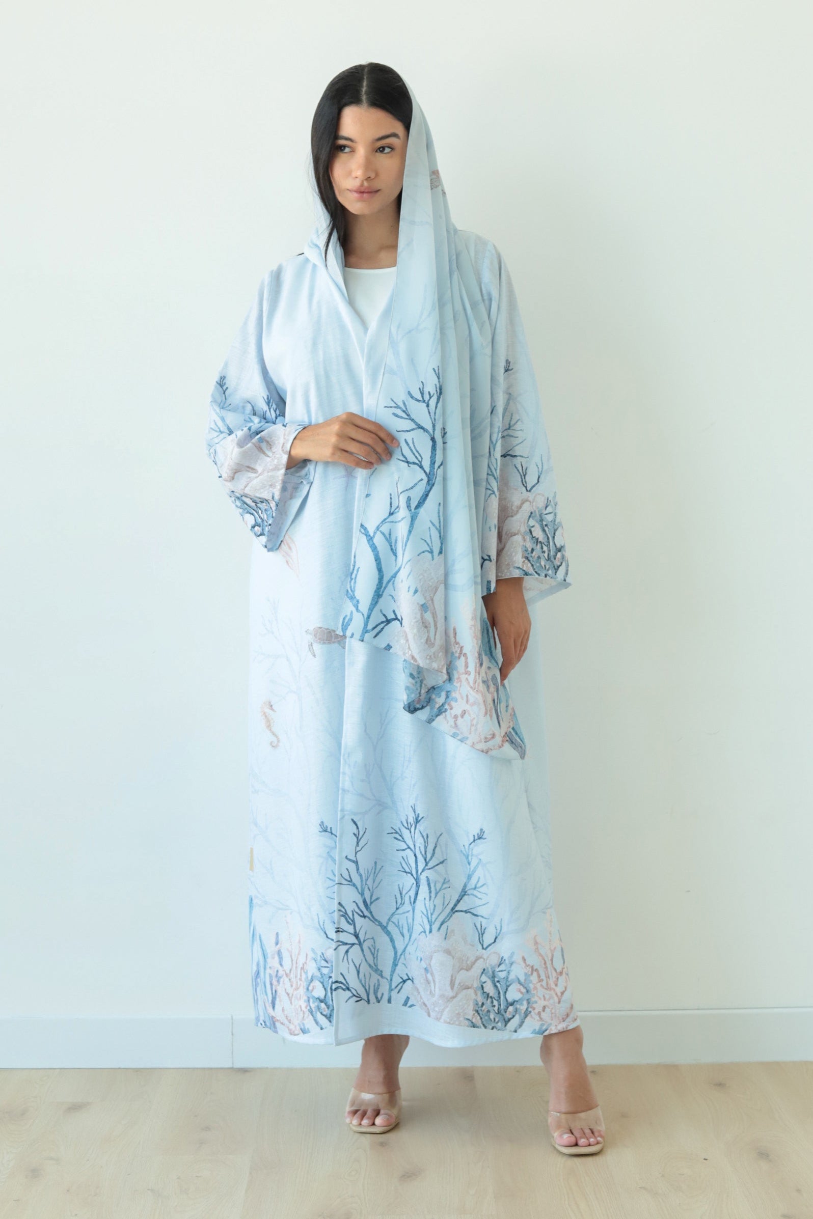 Basic Print Marine (Sky Blue Abaya)