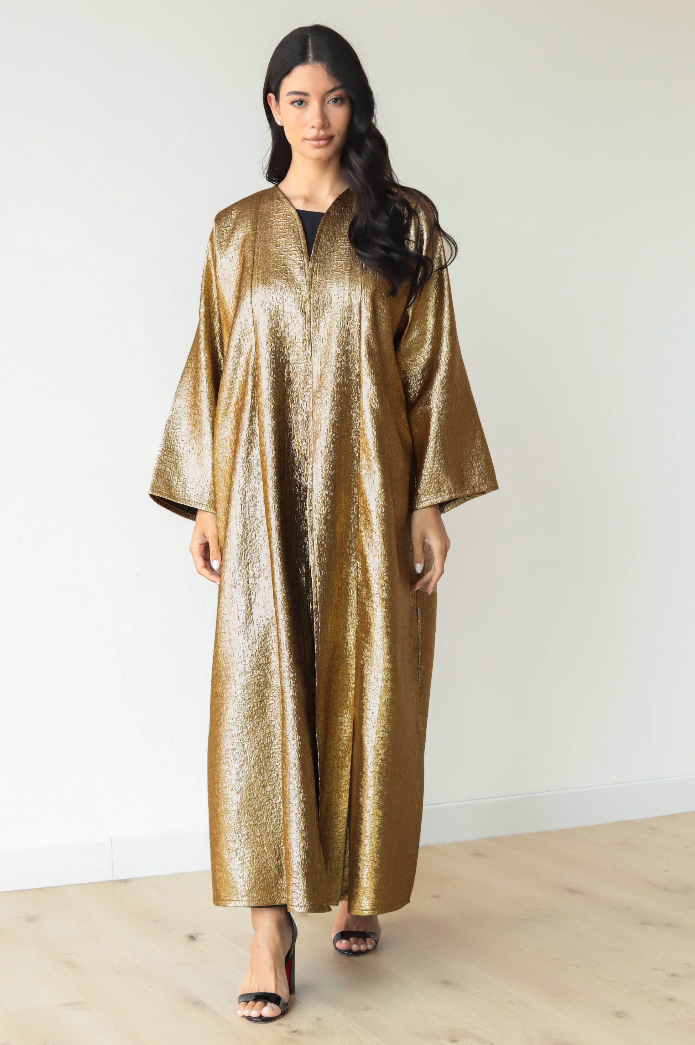 Elham Alarif - Basic Brocade (Gold Abaya) - BasicAbaya
