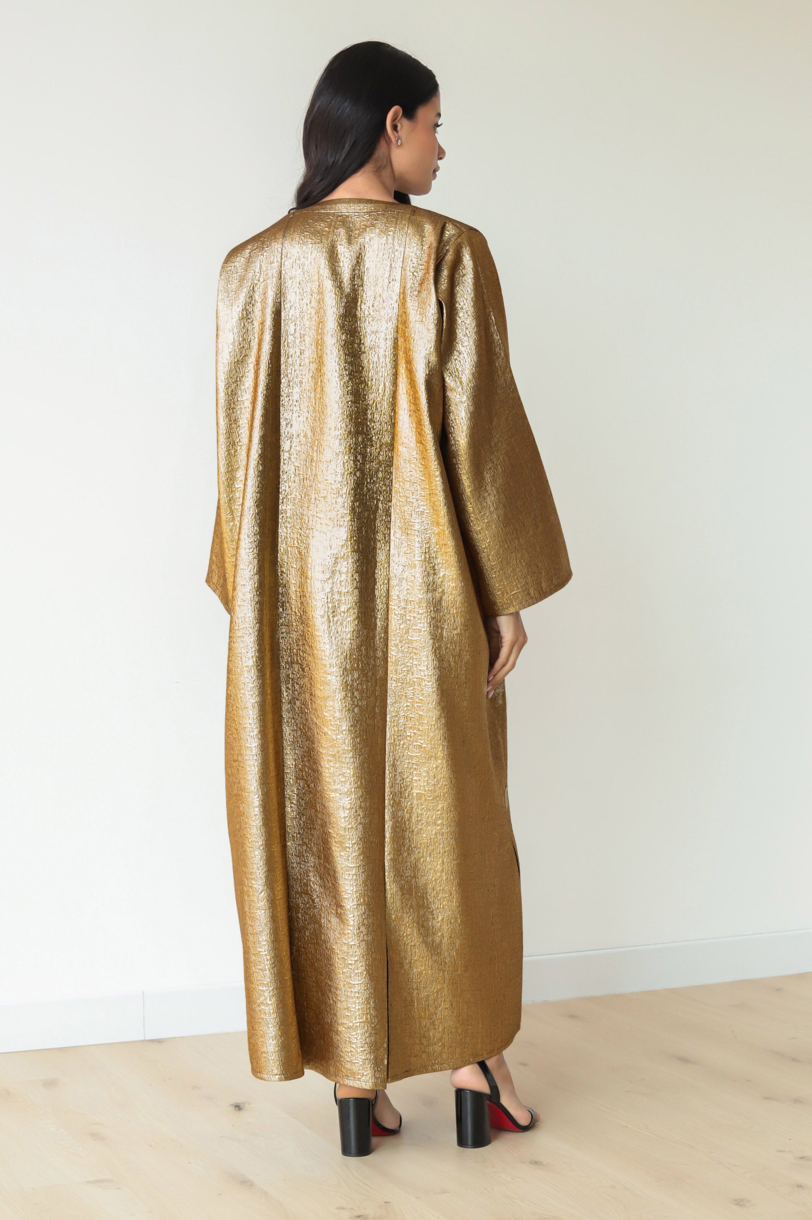 Elham Alarif - Basic Brocade (Gold Abaya) - BasicAbaya
