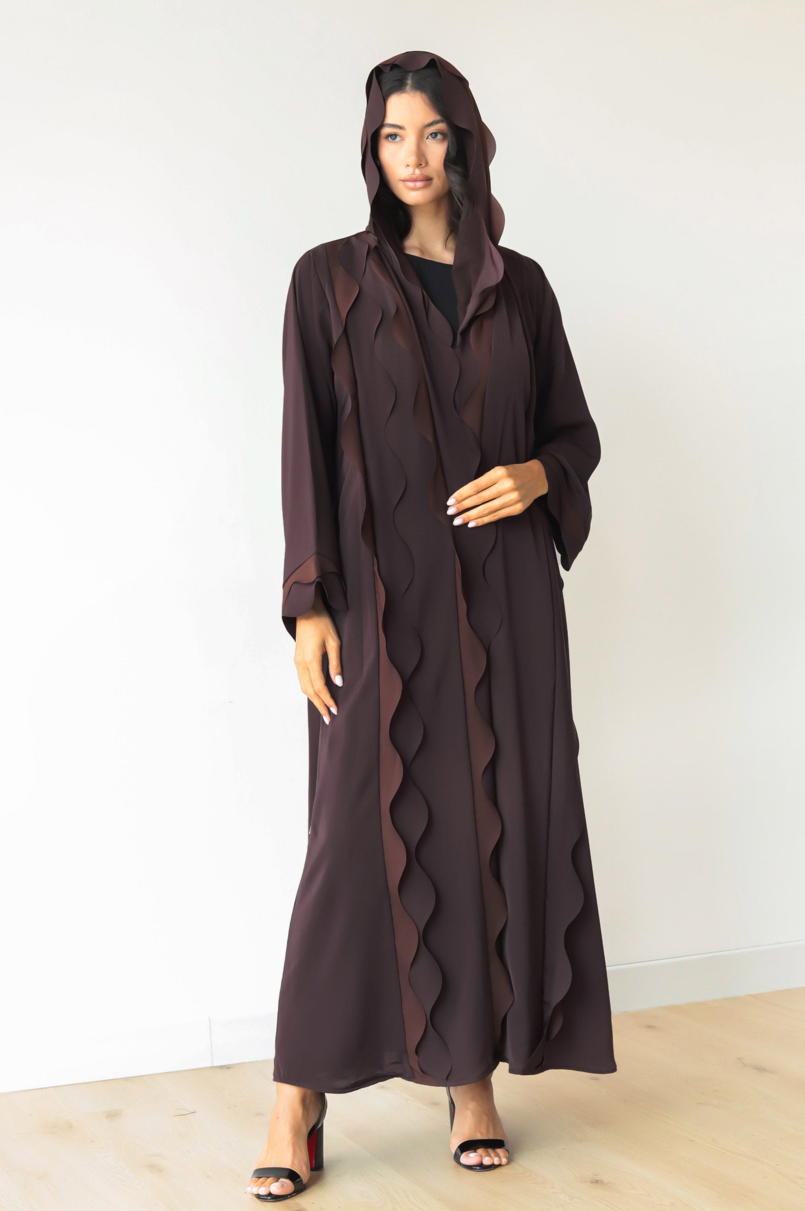 Basic Waves (Dark & Light Brown Abaya) - BasicAbaya