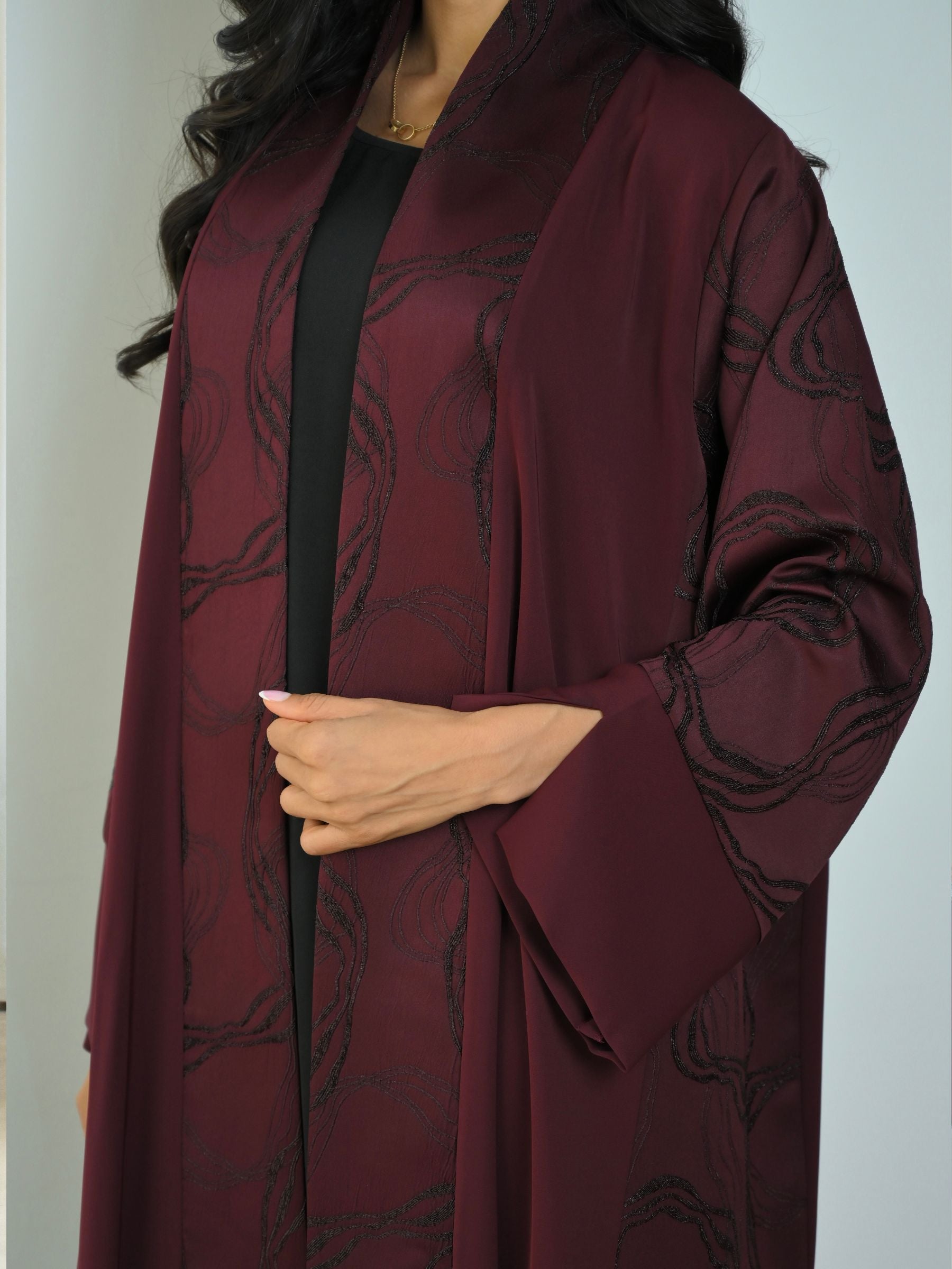 Basic Nada Panel (Maroon Abaya) - BasicAbaya