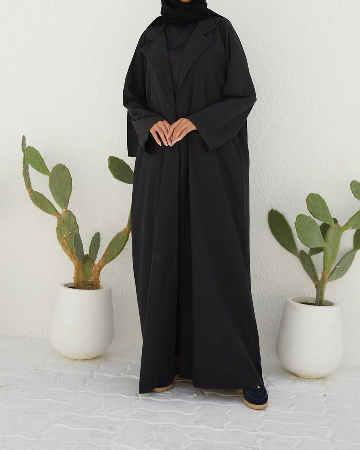Basic 13 Thirteen Black Soft Suede Abaya look 4 from the LATEST ONLINE DUBAI ABAYAS COLLECTION